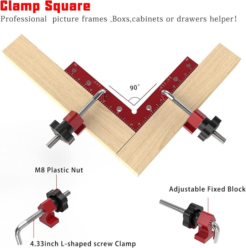 BOXmime 90 Degree Clamp Aluminum Alloy Corner Clamps for Woodworking,5.5" x 5.5"Carpenter Right Angle Clamping Square Tools for Box,Shelves,Picture frames,Drawers Cabinets Position (4 PACK) - Image 3
